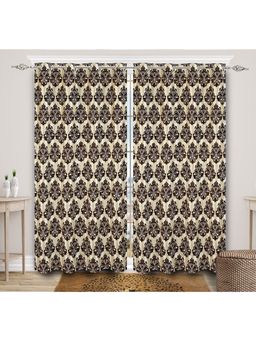 Saral Home - Medallion Chenille Blackout Door Curtains 2Pcs, Brown 4x7 Ft