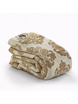 Saral Home - Medallion Chenille Blackout Door Curtains 1Pc, Gold 4x7 Ft