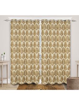 Saral Home - Medallion Chenille Blackout Long Door Curtains 1Pc, Gold 4x9 Ft