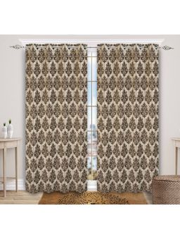 Saral Home - Medallion Chenille Blackout Long Door Curtains 2Pcs, Lt.Brown 4x9 Ft