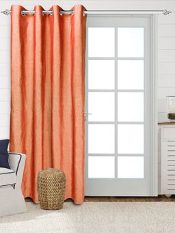 Saral Home - Solid Cotton Room Darkning Window Curtains 1 Pcs, Orange 4x5 Feet
