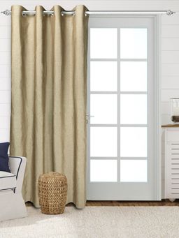 Saral Home - Solid Cotton Room Darkning Long Door Curtains 1 Pcs, Beige 4x9 feet
