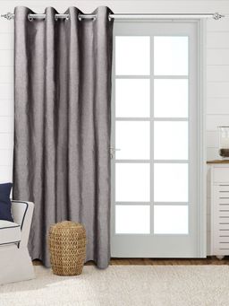 Saral Home - Solid Cotton Room Darkning Long Door Curtains 1 Pcs, Grey 4x9 feet