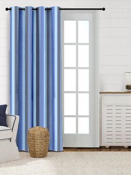 Saral Home - Joy Cotton 100% Blackout Door Curtains 1Pc, Blue. 4x7 Feet