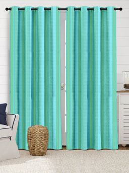 Saral Home - Joy Cotton Room Darkening Door Curtains 2Pcs, Green 4x7 Feet