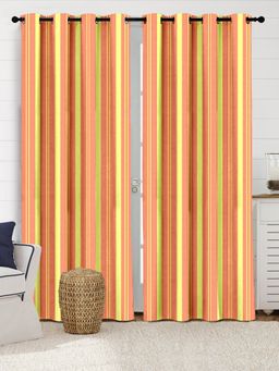 Saral Home - Joy Cotton 100% Blackout Door Curtains 2Pcs, Orange. 4x7 Feet