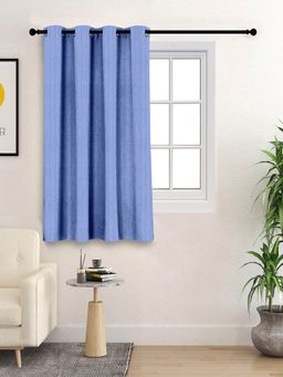 Saral Home - Chawla Cotton 100% Blackout Window Curtain 1Pc, Blue. 4x5 Feet