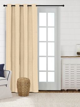 Saral Home - Chawla Cotton Door Curtain 1Pc, Beige. 4x7 Feet