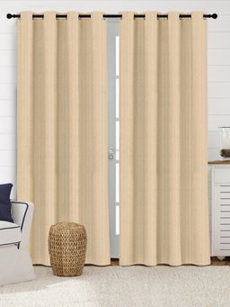 Saral Home - Chawla Cotton 100% Blackout Door Curtain 2Pcs, Beige. 4x7 Feet