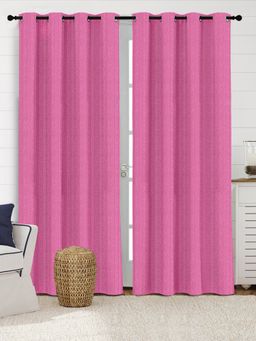 Saral Home - Chawla Cotton Room Darkening Door Curtain 2Pcs, Pink 4x7 Feet