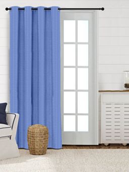 Saral Home - Chawla Cotton 100% Blackout Long Door Curtain 1Pc, Blue. 4x9 Feet