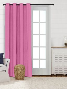 Saral Home - Chawla Cotton Long Door Curtain 1Pc, Pink. 4x9 Feet