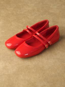 Theater - Bianca Red Mary Jane Ballerina for Women with Double Buckle Straps