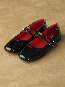 Theater - Bianca Black Mary Jane Ballerina for Women with Double Buckle Straps