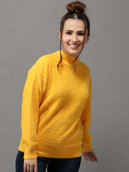 SHOWOFFFF - Womens Long Sleeves Regular Yellow Solid Pullover