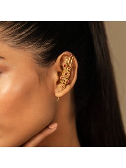 Shaya by CaratLane - Echinocereus Bloom Ear Pins in Gold Plated 925 Silver