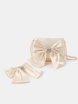 Accessorize London - Girls Diamante Bow Hair Clip & Sling Bag Set