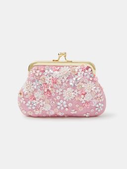 Accessorize London - Girls Sequin Flower Clip Frame Clutch