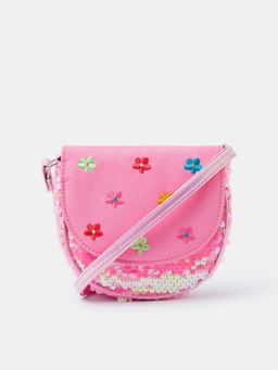 Accessorize London - Girls Floral Embroidered Sequin Sling Bag