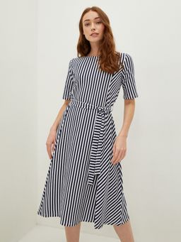 LC WAIKIKI - Crew Neck Striped Short Sleeve Cotton Womens Dress (Set of 2)