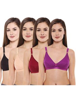 Bodycare - Pack of 4 Perfect Coverage Bra In Maroon-Peach-Purple & Black Colour
