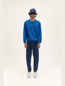 TERRA LUNA - Bestla Blue Hand Block Printed Sweatshirt
