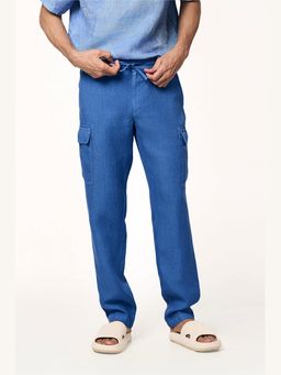 TERRA LUNA - Crux Linen Navy Blue Cargo Pants
