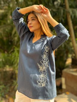 The House of Hemp - Twilight Vine Top - Navy Blue