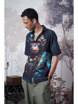 The House of Hemp - Sapphire Chimp Mens Hemp Printed Shirt