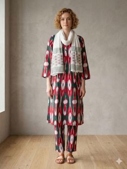 MAAND - Multi-Color Printed Three Fourth Sleeves Kurta Pant & Dupatta