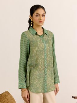 Aarke Ritu Kumar - Green Paisley Full Sleeves Shirt