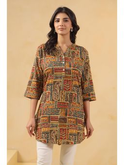 SAVI - Multi-Color Paisley Three Fourth Sleeves Tunic