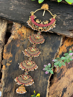 GRIIHAM - Gold Plated Multi-Color Stone Studded Half Hair Pin