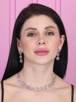 STILEADDA - Glamour Pink Ad Sleek Jewellery Set