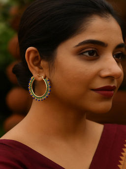 JEWELZ - Multi-Color Beaded Hoop Earrings