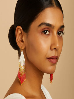 JEWELZ - Handmade Multi-Color Beaded Tassel Drop Earrings