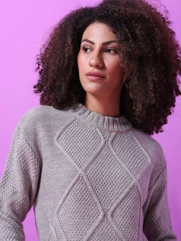 Campus Sutra - Grey Women Solid Casual Sweater