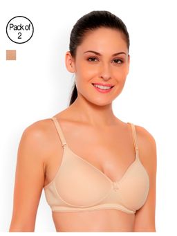 Floret - Pack of 2 Solid Non-Wired Heavily Padded Push-Up Bra - Nude