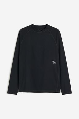 H&M - Men Black Regular Fit Long-Sleeved Sports Top with DryMove