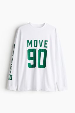 H&M - Men White Loose Fit Long-Sleeved Sports Top With DryMove