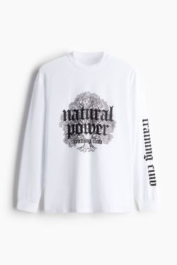 H&M - Men White Loose Fit Long-Sleeved Sports Top With DryMove