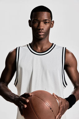 H&M - Men White Loose Fit Basketball Vest Top With DryMove