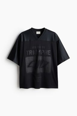 H&M - Men Black Loose Fit Printed Sports Top With DryMove