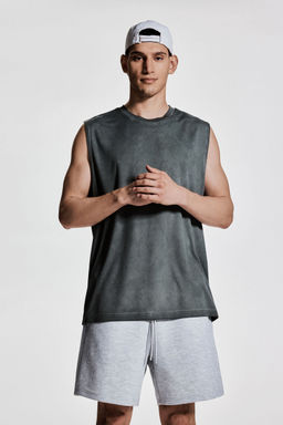 H&M - Men Green Regular Fit Sports Vest Top With DryMove