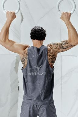 H&M - Men Grey Regular Fit Sports Vest Top With DryMove