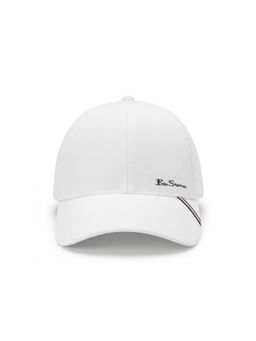 Ben Sherman - Men Solid White Baseball Cap with Signature Logo and Stripe Detail