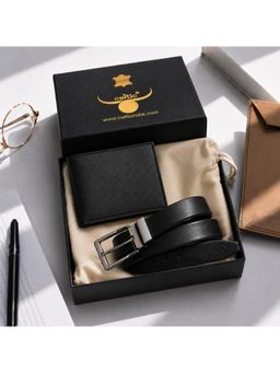 Celtic - Premium Black Leather Belt & Wallet Combo Gift Set