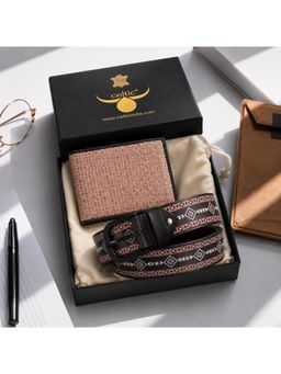 Celtic - Premium Printed Leather Belt & Textured Wallet Combo Gift Set