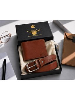 Celtic - Premium Tan Leather Belt & Wallet Combo Gift Set