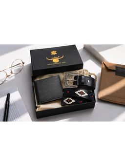 Celtic - Premium Black Designer Leather Belt & Wallet Combo Gift Set